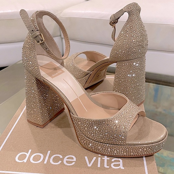 Dolce Vita Shoes - NWT DOLCE VITA champagne gold platform 4 inch heels sparkle rhinestone 7.5